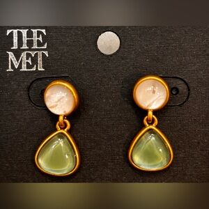 Metropolitan Museum Nymphaea Green and Gold Drop Earrings